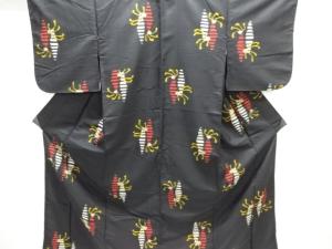 大正ロマン　抽象模様織り出し銘仙着物